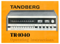 Tandberg TR-1040 - Owners Manual